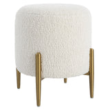 Arles White Shearling Brass Ottoman | Uttermost | Home Elegance USA