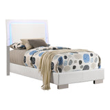Felicity Panel Bed With Led Lighting In Glossy White By Coaster Furniture - Home Elegance USA