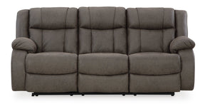 Ashley Gunmetal First Base Reclining Sofa - Faux Leather | Home Elegance USA