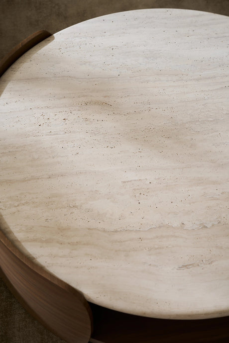 Fleur Open Cocktail Table with Travertine Top | Caracole Classic
