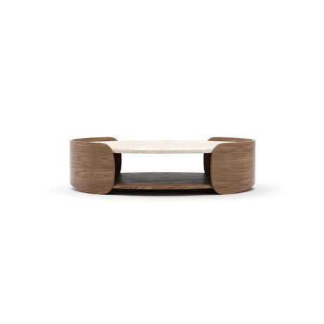 Fleur Open Cocktail Table with Travertine Top | Caracole Classic