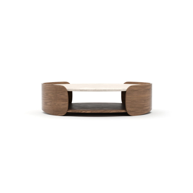 Fleur Open Cocktail Table with Travertine Top | Caracole Classic