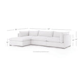 Four Hands Westwood 3 Pc Sectional With Ottoman - Home Elegance USA