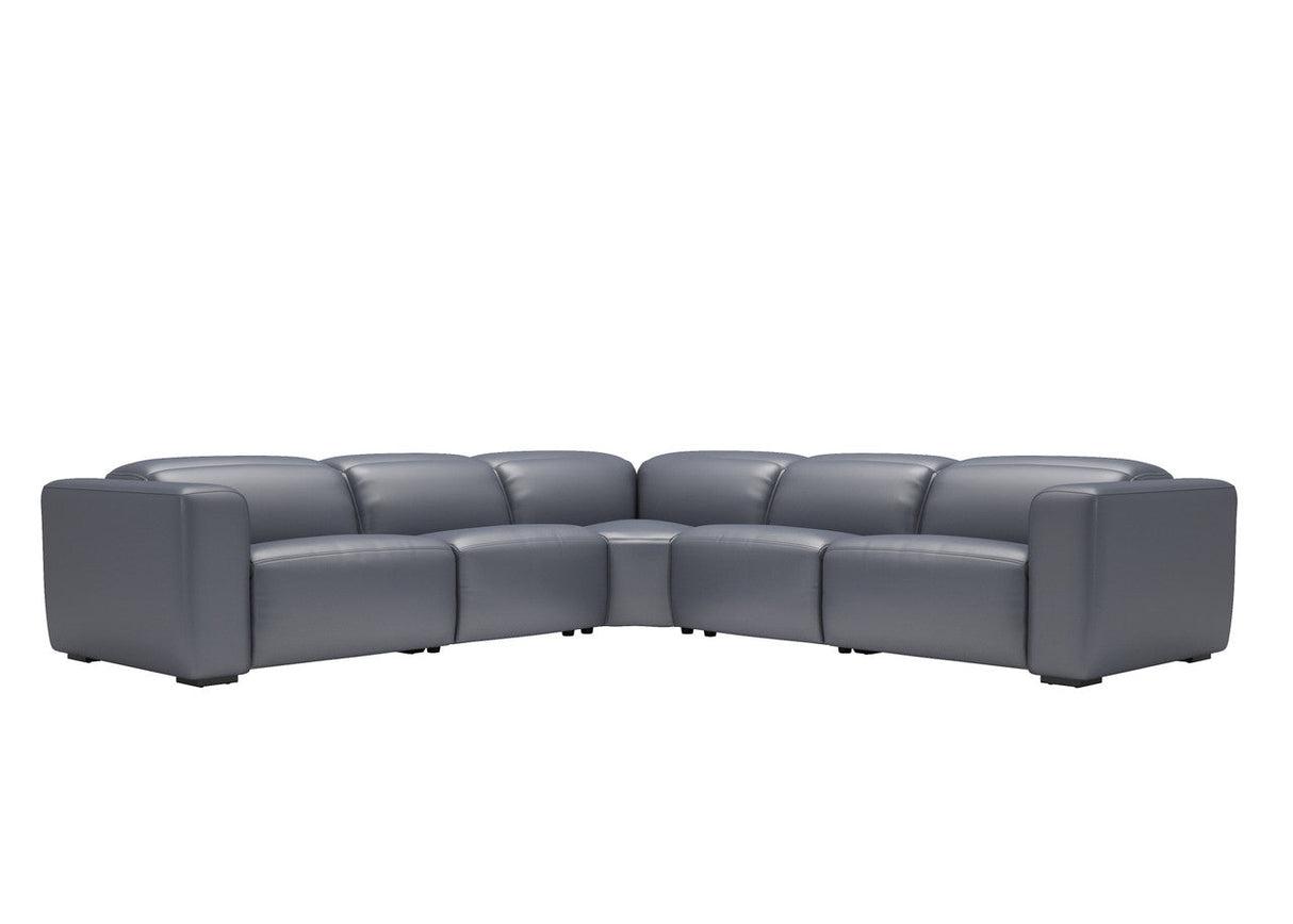 Franklin NL5115 6-Piece Sectional Smoke Gray Leather w/3 Power Headrest | BH Design - Home Elegance USA