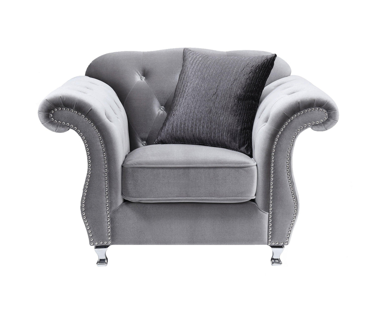 Frostine Button Tufted Chair Silver by Coaster Furniture Coaster Furniture