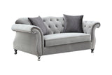 Frostine Button Tufted Loveseat Silver by Coaster Furniture Coaster Furniture