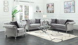 Frostine Button Tufted Sofa Silver By Coaster Furniture - Home Elegance USA