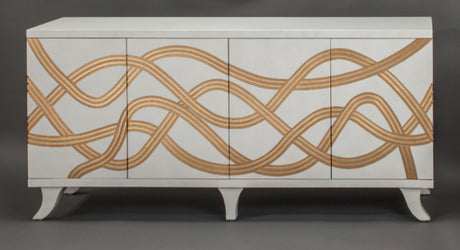 Cabinet with wavy brown pattern on a gray background