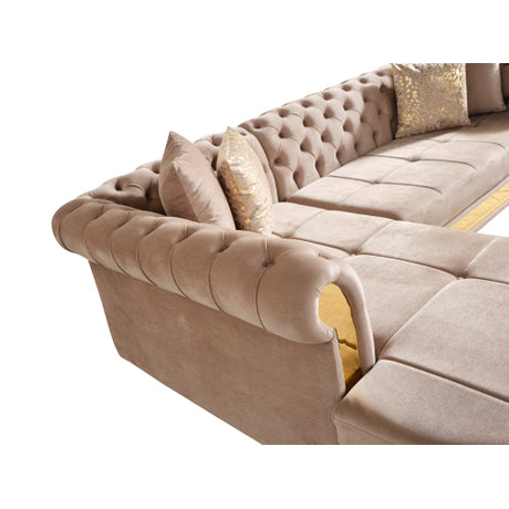 Julia Contemporary Sectional Velvet Button Tufted | Galaxy - Home Elegance USA