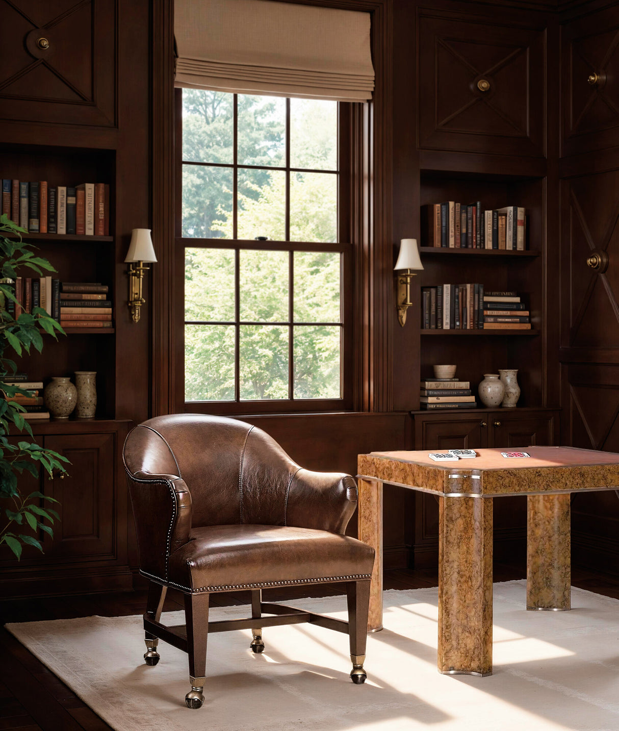 Queen Game Chair Isadora Coffee Aniline Leather – Hooker Furniture