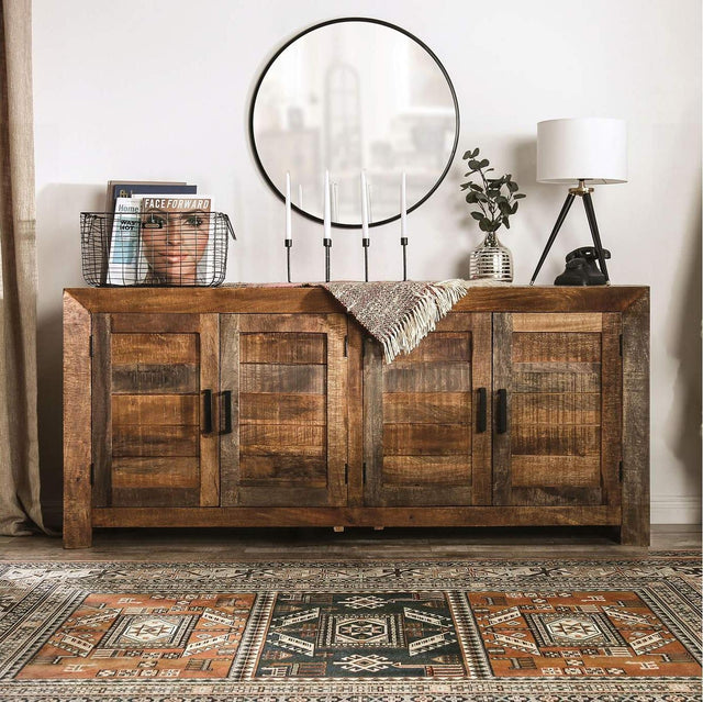 Galanthus Rustic Weathered Natural Tone Mango Hardwood Cabinet FOA51020 by Furniture of America Furniture of America