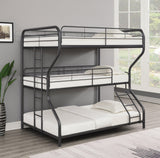 Garner Triple Bunk Bed With Ladder Gunmetal By Coaster Furniture - Home Elegance USA