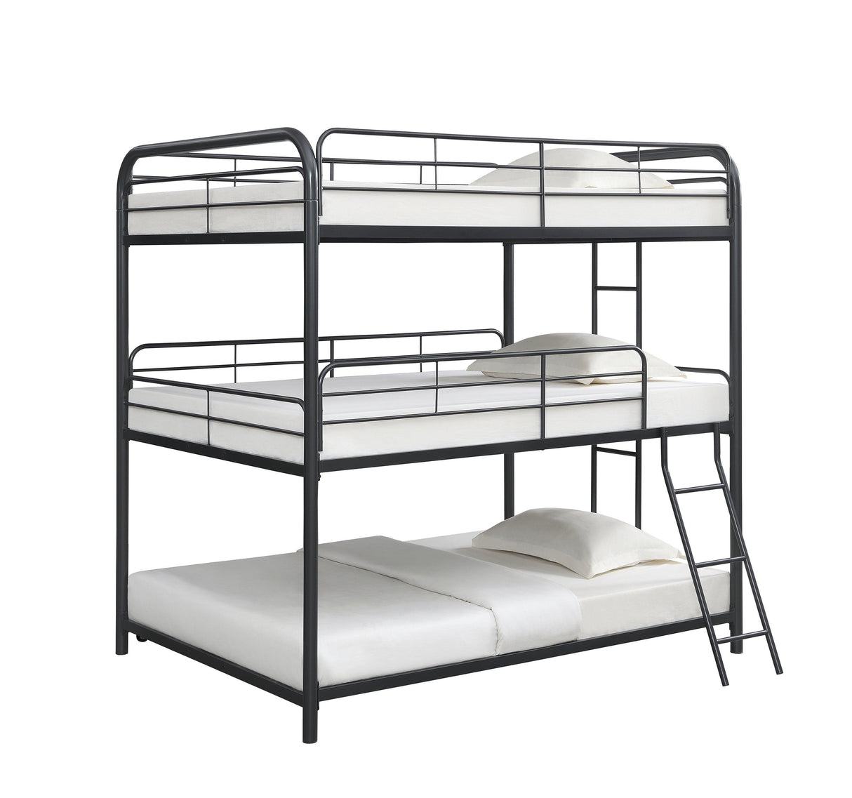 Garner Triple Bunk Bed With Ladder Gunmetal by Coaster Furniture Coaster Furniture