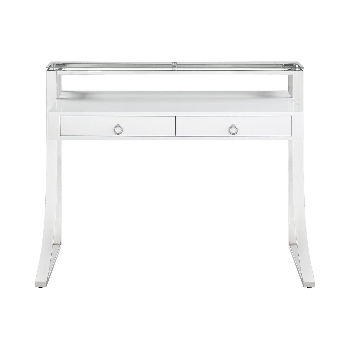 Gemma 2-Drawer Writing Desk Glossy White And Chrome Coaster Furniture