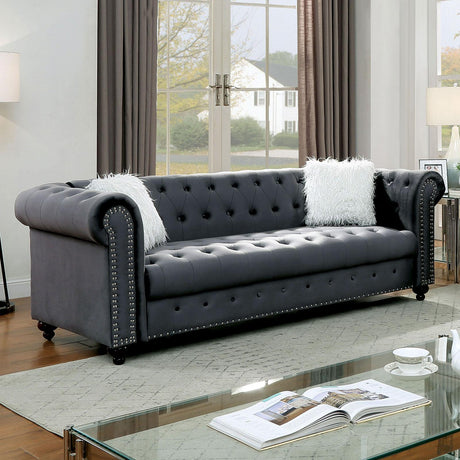 Giacomo Contemporary Velvet-Like Fabric Living Room Set by Furniture of America Furniture of America