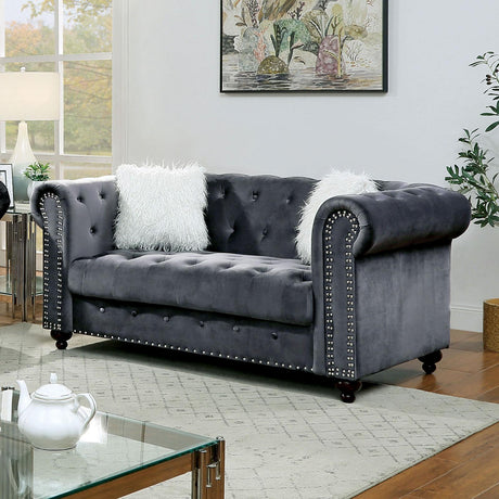 Giacomo Contemporary Velvet-Like Fabric Living Room Set by Furniture of America Furniture of America