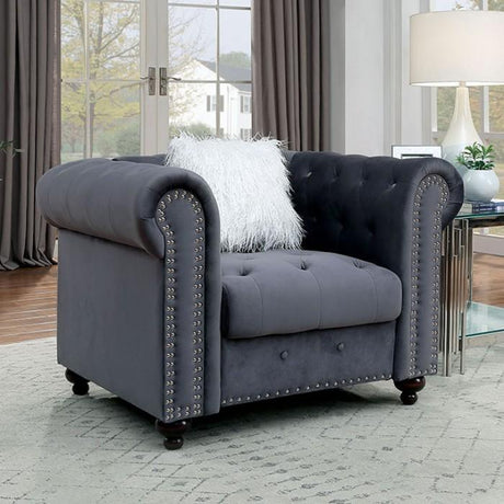 Giacomo Contemporary Velvet-Like Fabric Living Room Set by Furniture of America Furniture of America