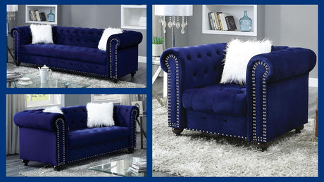 Giacomo Contemporary Velvet-Like Fabric Living Room Set by Furniture of America Furniture of America