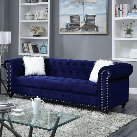 Giacomo Contemporary Velvet-Like Fabric Living Room Set by Furniture of America Furniture of America