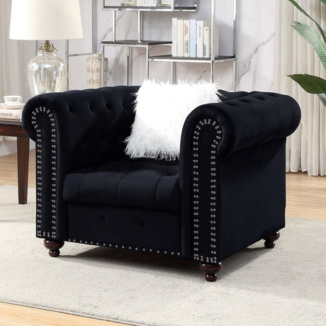 Giacomo Contemporary Velvet-Like Fabric Living Room Set by Furniture of America Furniture of America