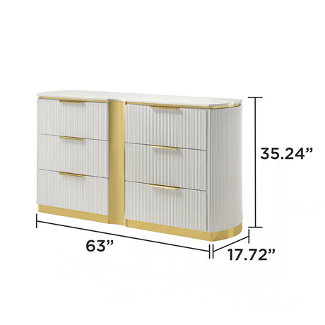 Giovanni White & Gold Glam Bedroom Set with Upholstered Headboard | Galaxy