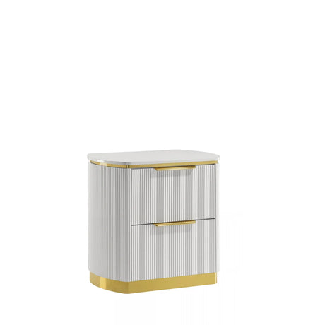 Giovanni White & Gold Glam Bedroom Set with Upholstered Headboard | Galaxy