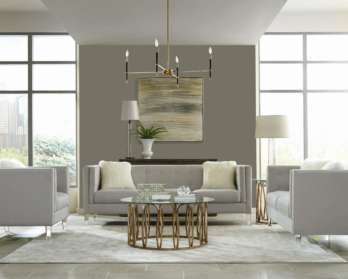 Glacier Tufted Upholstered Loveseat Light Grey By Coaster Furniture - Home Elegance USA