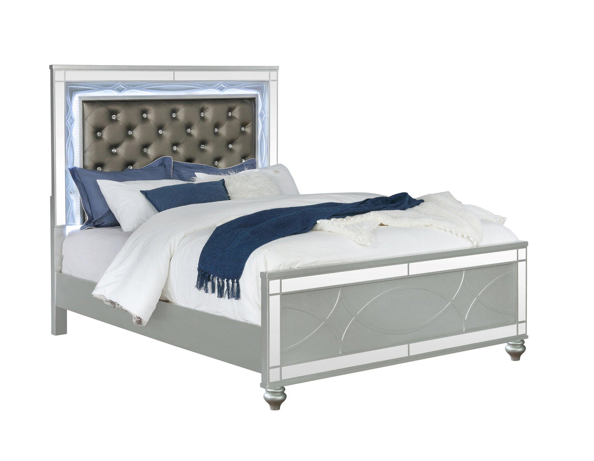 Gunnison 5-Piece Bedroom Set with LED Lighting in Silver by Coaster Furniture