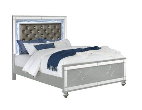 Gunnison Panel Bed With Led Lighting In Silver Metallic By Coaster Furniture - Home Elegance USA