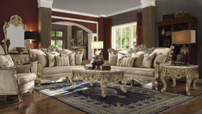 Hd-04 Traditional Living Room Set In Metallic Bright Gold Finish | Homey Design