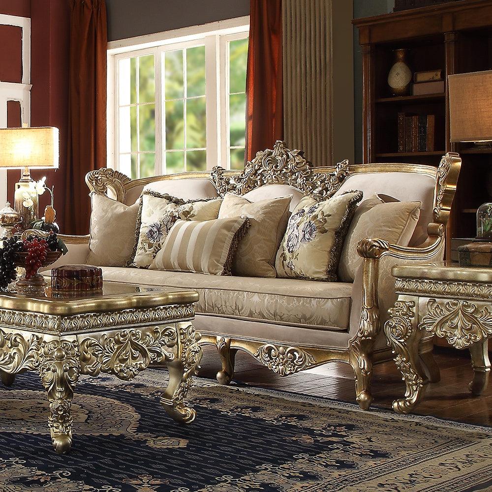 HD-04 Traditional Sofa and Loveseat in Metallic Bright Gold Finish by Homey Design Furniture Homey Design Furniture