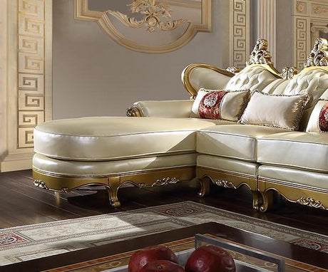 HD-132 Traditional Sectional in Metallic Antique Gold & Pearl Leather by Homey Design Homey Design Furniture