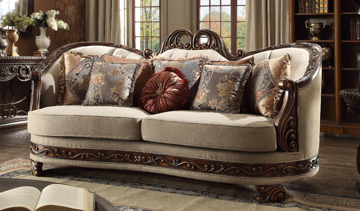 Hd-1623 Traditional Living Room Set In Luxury Beige | Homey – Home