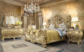 Hd-1801 Bedroom Set In Antique Gold Finish | Homey Design