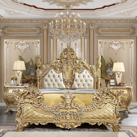 HD-1801 Bedroom Set in Antique Gold Finish by Homey Design