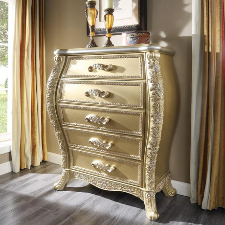 HD-1801 Bedroom Set in Antique Gold Finish by Homey Design