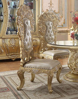 HD-1801 Traditional Dining Set in Metallic Antique Gold Wood Color and Leather Finish by Homey Design Homey Design Furniture