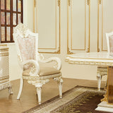 HD-1882 Luxury Oval Dining Side Chair t In Antique White Lacquer w/Gold Finish | Homey Design