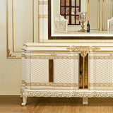 HD-1882 Luxury Buffet In Antique White Lacquer w/Gold Finish | Homey Design