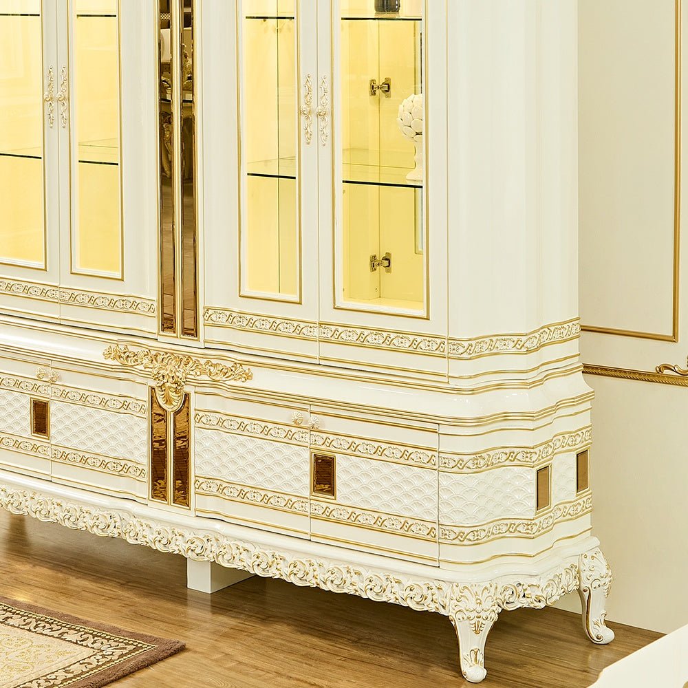 HD-1882 Luxury China In Antique White Lacquer w/Gold Finish | Homey Design