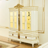 HD-1882 Luxury China In Antique White Lacquer w/Gold Finish | Homey Design