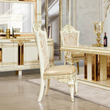 HD-1882 Luxury Oval Dining Side Chair In Antique White Lacquer w/Gold Finish | Homey Design