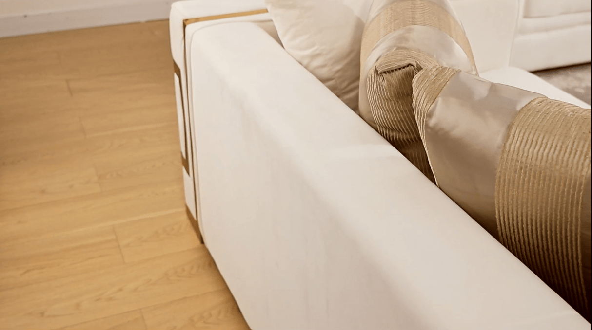 HD-2131 Luxurious Living Room Set in White Upholstery with Gold Accents | Homey Design