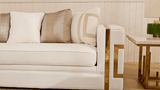 HD-2131 Luxurious Living Room Set in White Upholstery with Gold Accents | Homey Design