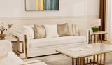 HD-2131 Luxurious Living Room Set in White Upholstery with Gold Accents | Homey Design