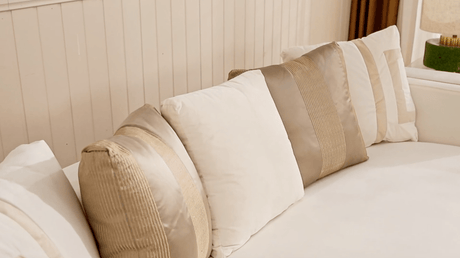 HD-2131 Luxurious Living Room Set in White Upholstery with Gold Accents | Homey Design