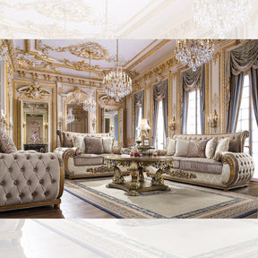 HD-25 Traditional Living Room Set in Chenille Fabric by Homey Design | Optional Chair & Accent Tables