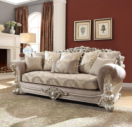 HD-372 Traditional Sofa and Loveseat in Metallic Silver Finish by Homey Design Homey Design Furniture