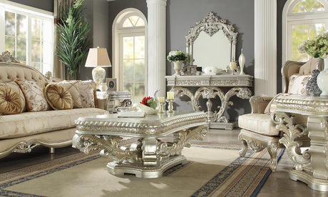 HD-372 Traditional Sofa and Loveseat in Metallic Silver Finish by Homey Design Homey Design Furniture