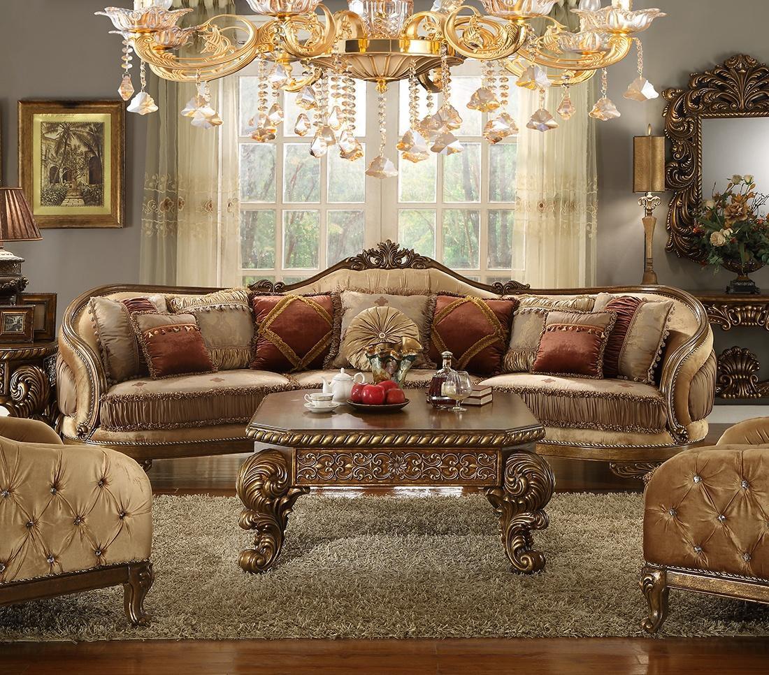 HD-458 Traditional Sectional Sofa in Luxury Sandy Rich Fabric by Homey Design Furniture Homey Design Furniture